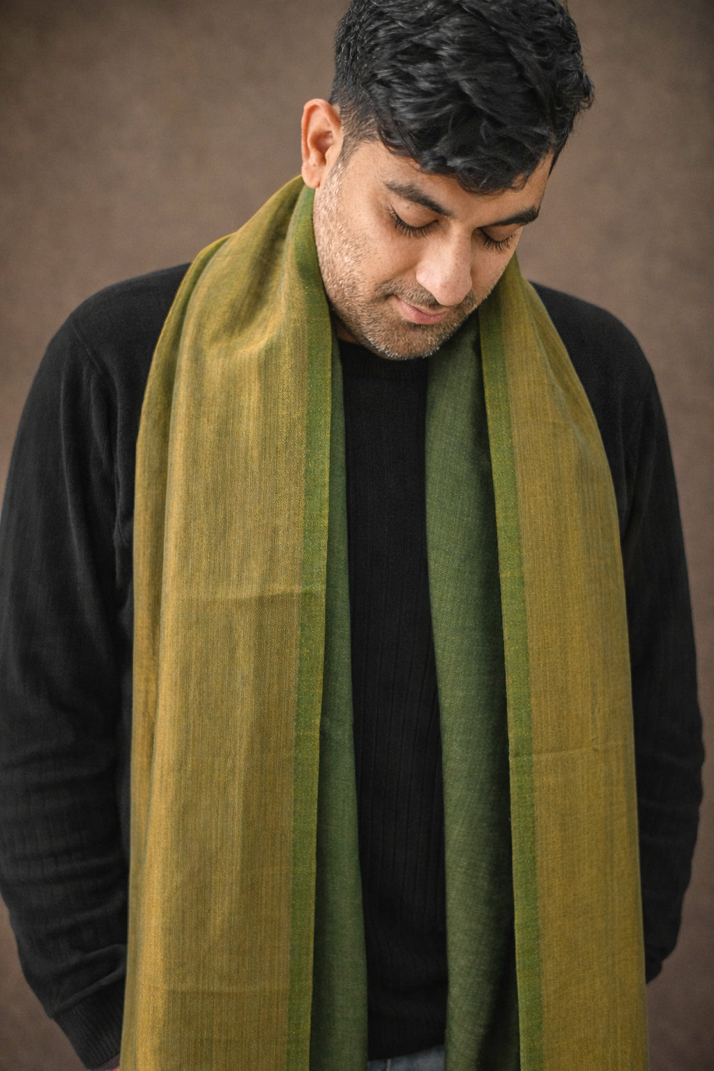 Kashmiri Moonlight Olive Pashmina Stole