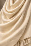 Soft Wool Kashmiri Cream Zig Zag Stole