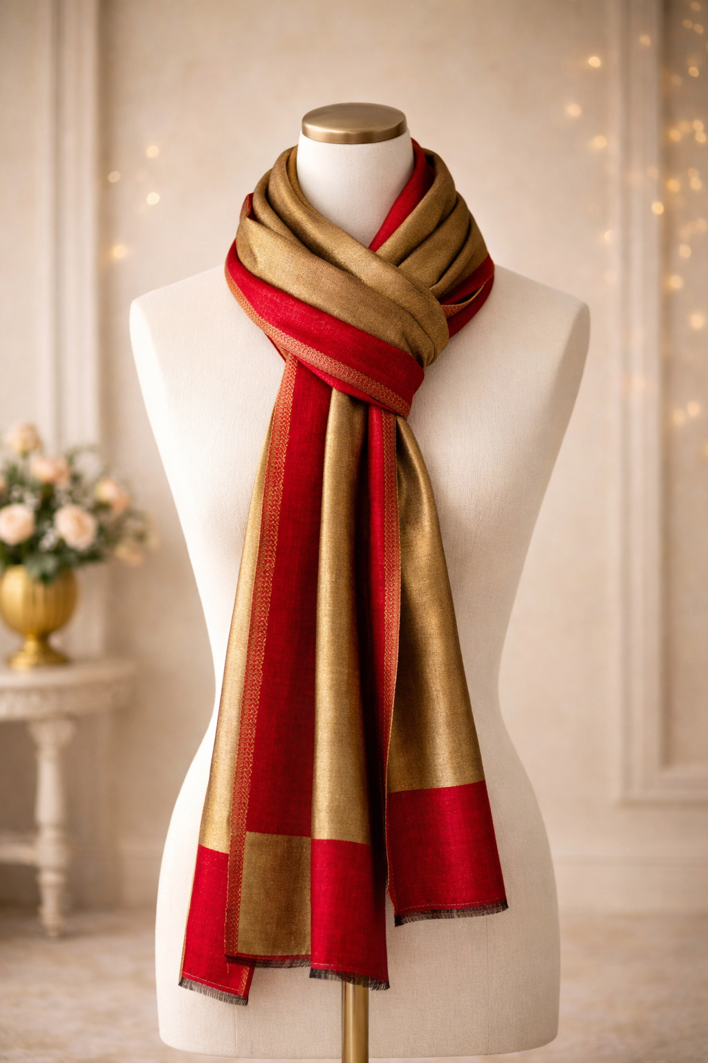 Kashmiri Moonlight Red Pashmina Stole