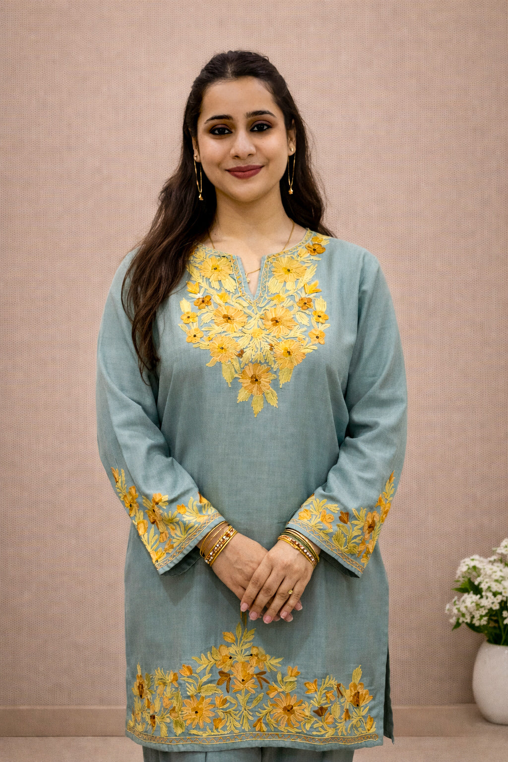 Cotton Basil Kashmiri Aari Work Cord Set