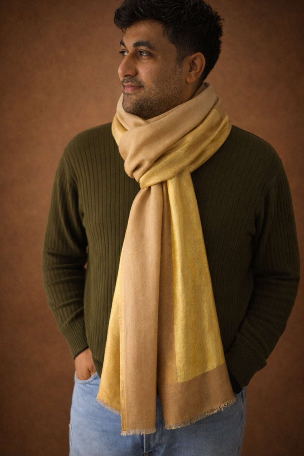 Kashmiri Moonlight Beige Pashmina Stole