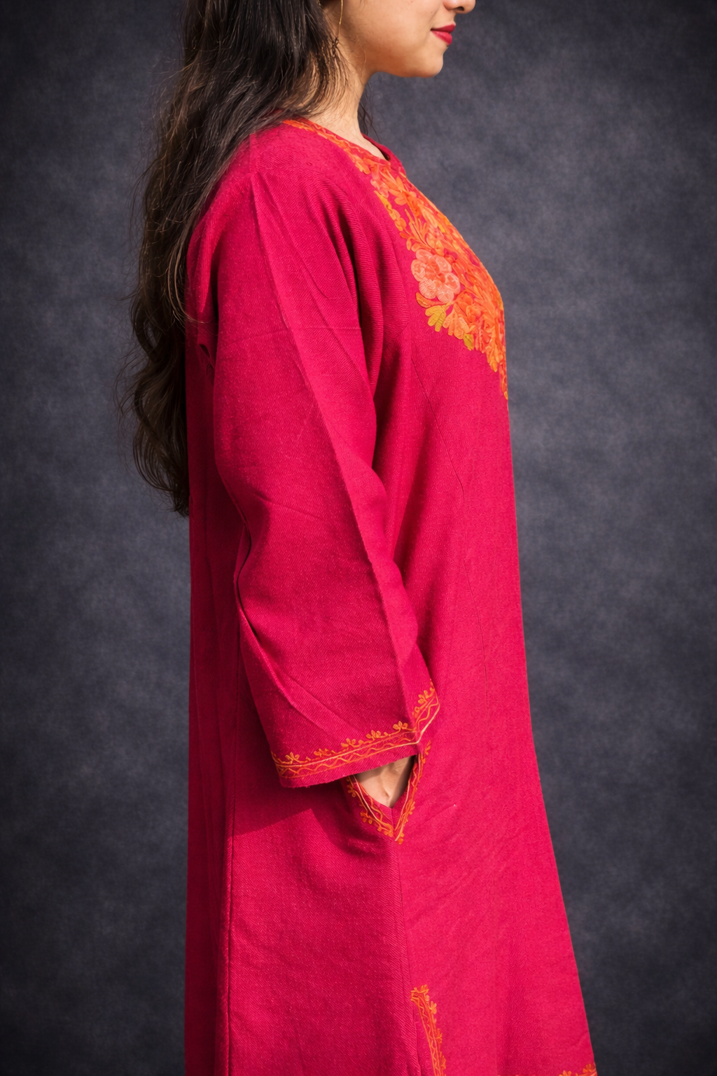 Ruby Red Kashmiri Aari Phiran