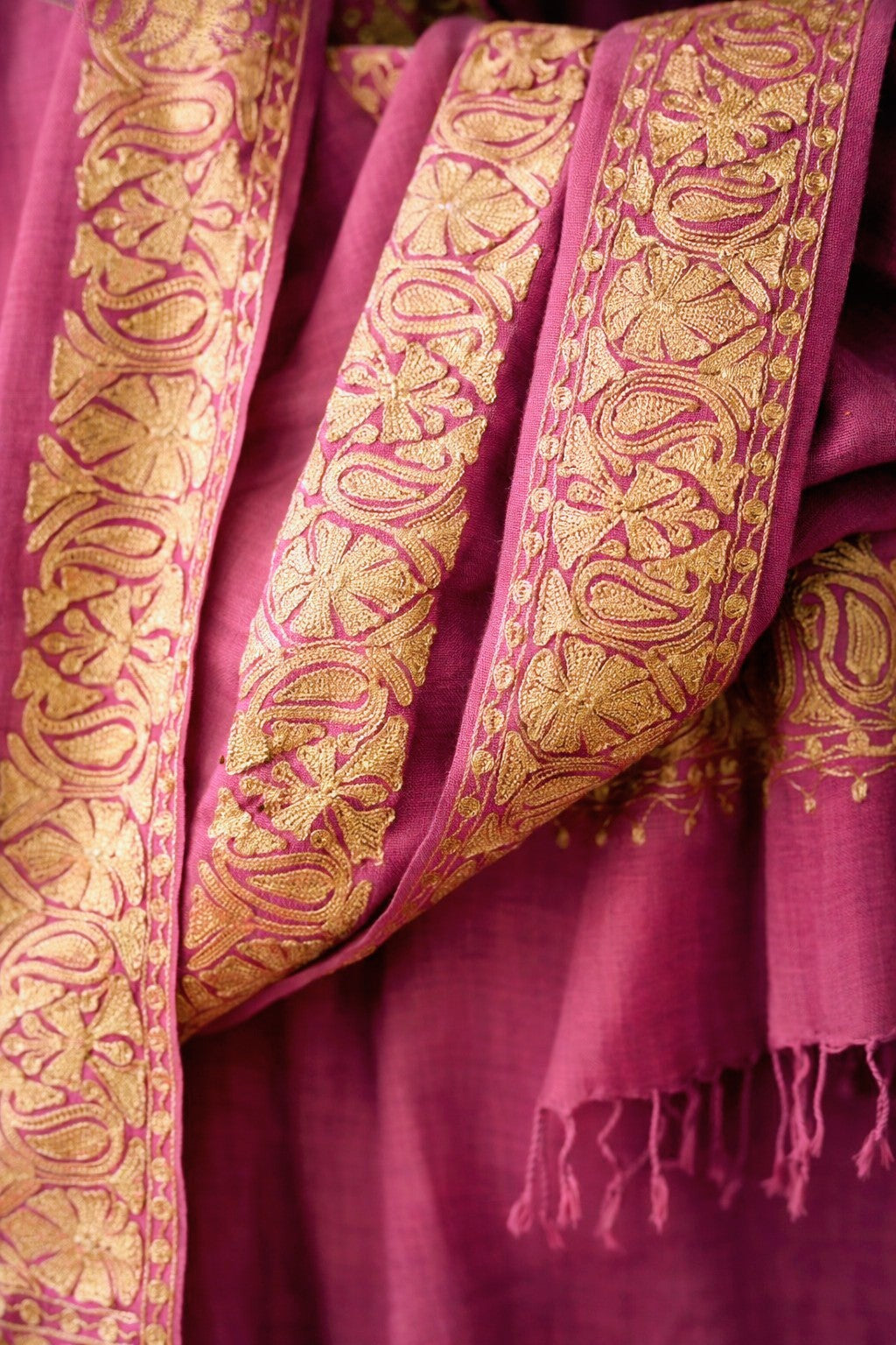 Pink Royale Tilla Flower Pashmina Stole