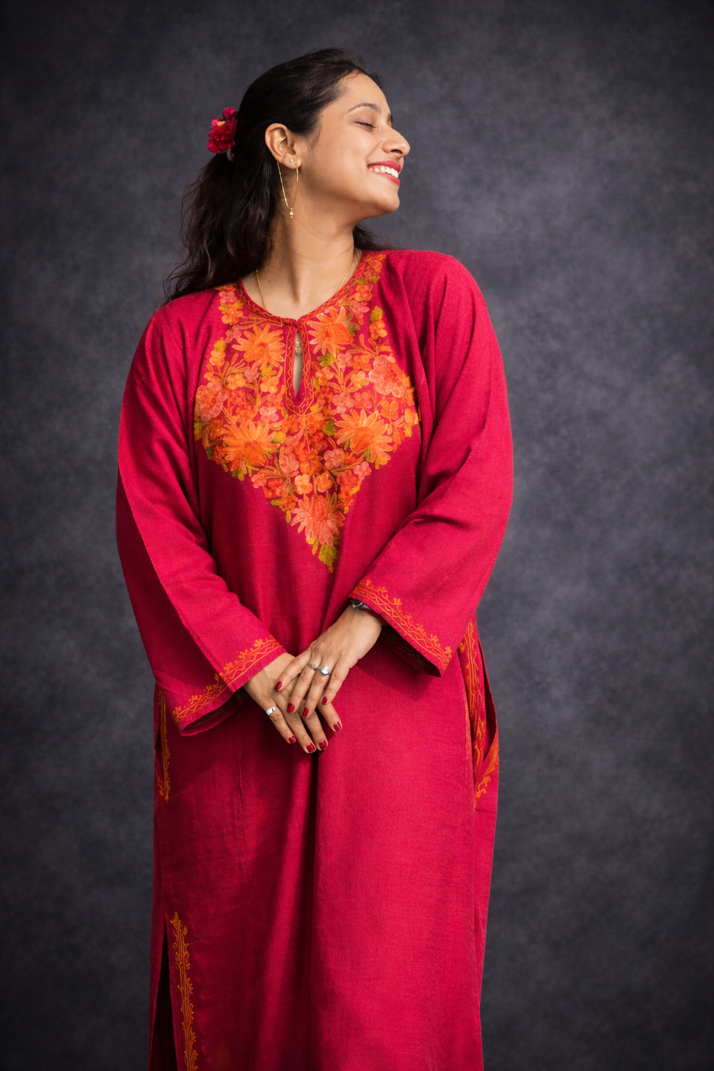 Ruby Red Kashmiri Aari Phiran