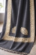 Graphite Tilla Flower Pashmina Stole