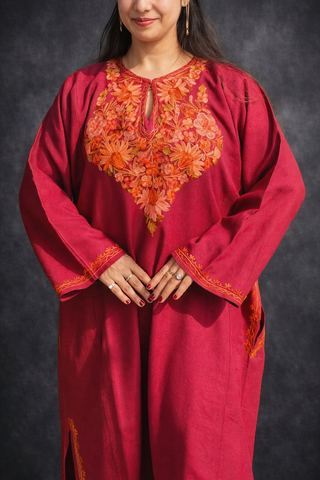 Ruby Red Kashmiri Aari Phiran