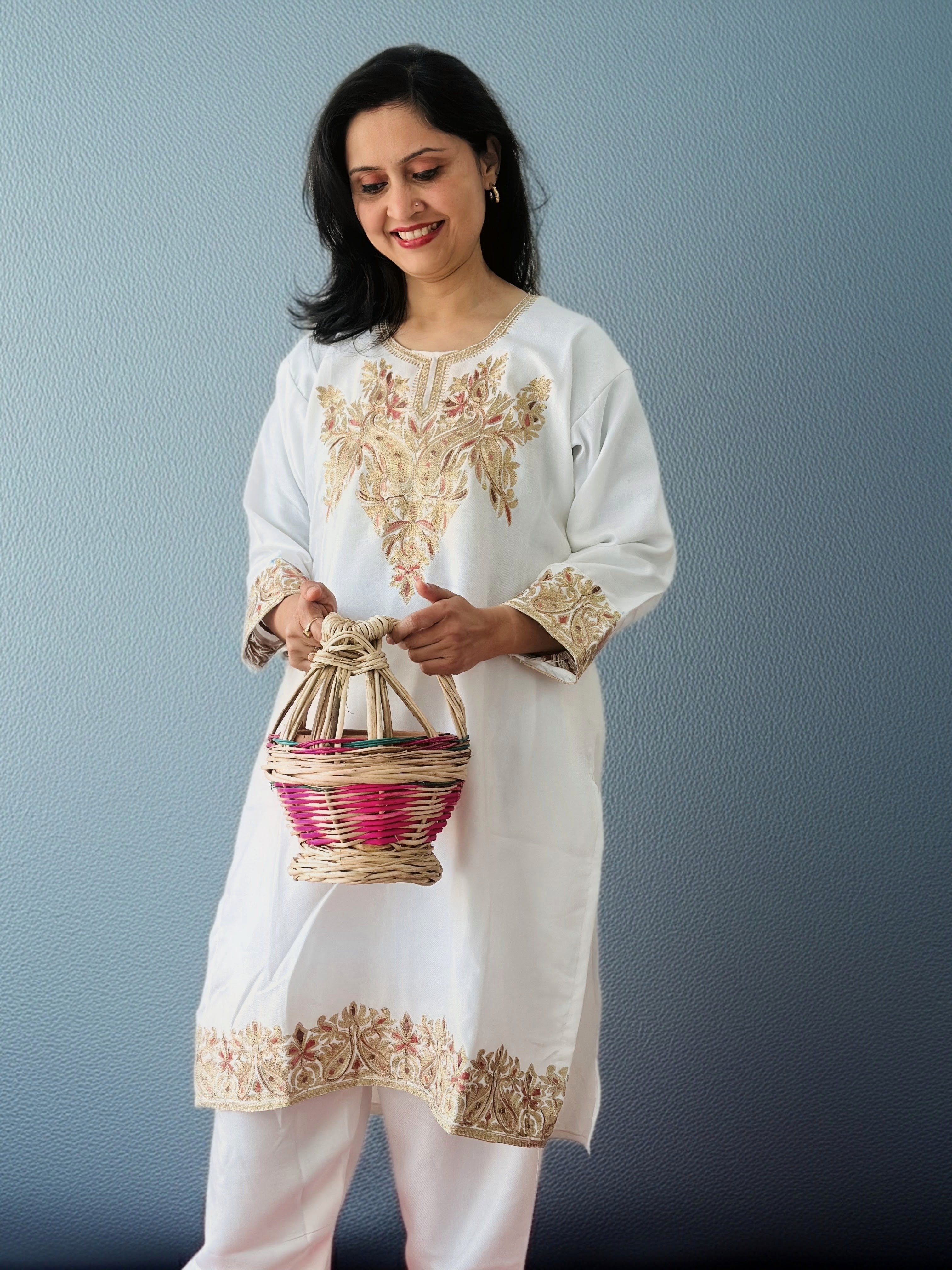 Ivory Tilla Embroidered Cashmilon Winter Cord Set