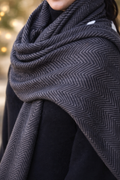 Soft Wool Shadow Black Zig Zag Stole