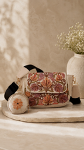 Beige Aari Work Sling Bag with Floral Motif