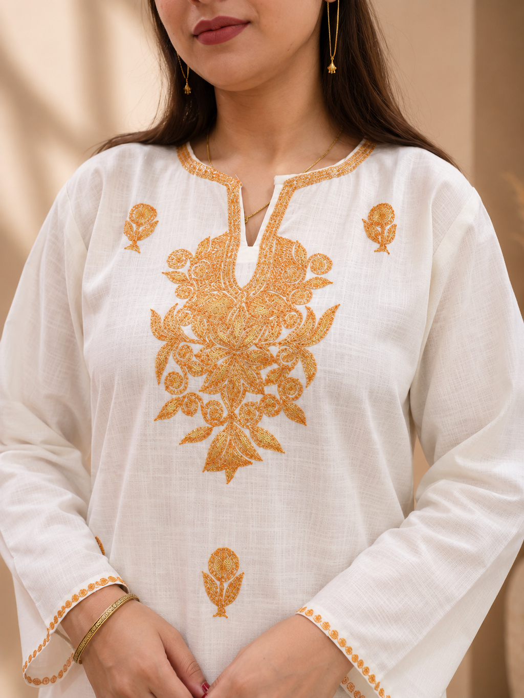 Tilla Work Cord Set in Ruby Cotton from Kashmir