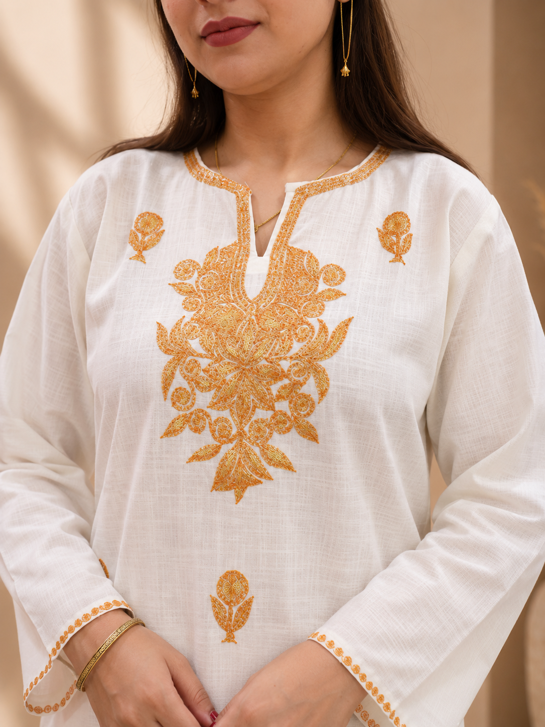 Tilla Work Cord Set in Ruby Cotton from Kashmir