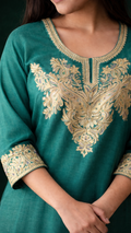 Emerald Green Tilla Embroidered Cashmilon Cord Set
