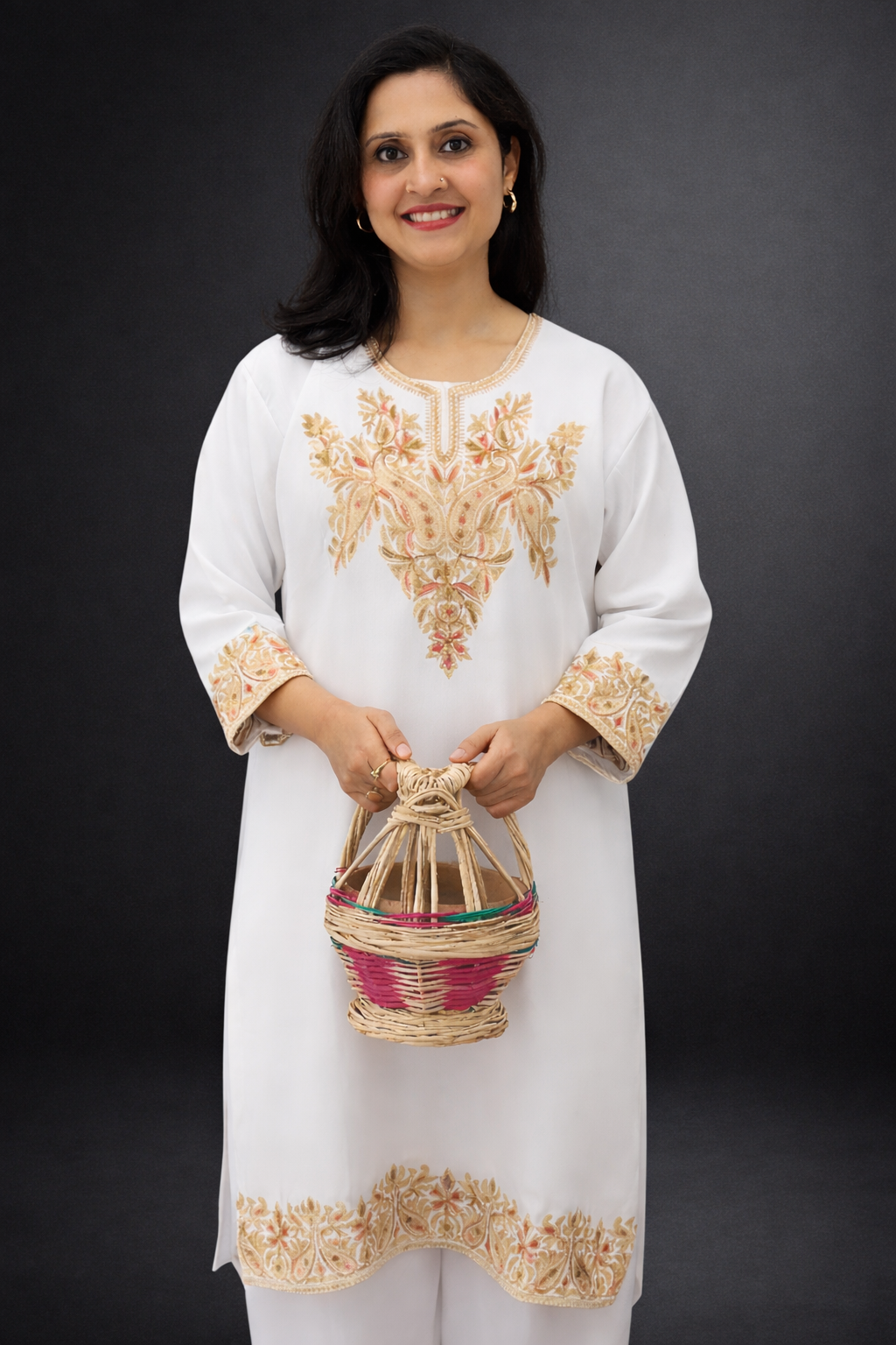 Ivory Tilla Embroidered Cashmilon Winter Cord Set