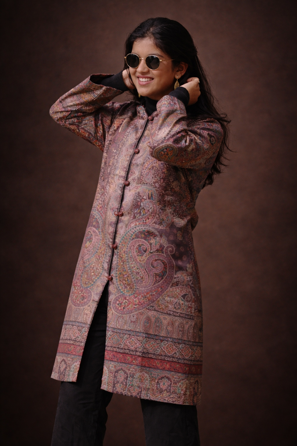 Zoya Wine Kani Statement Jacket