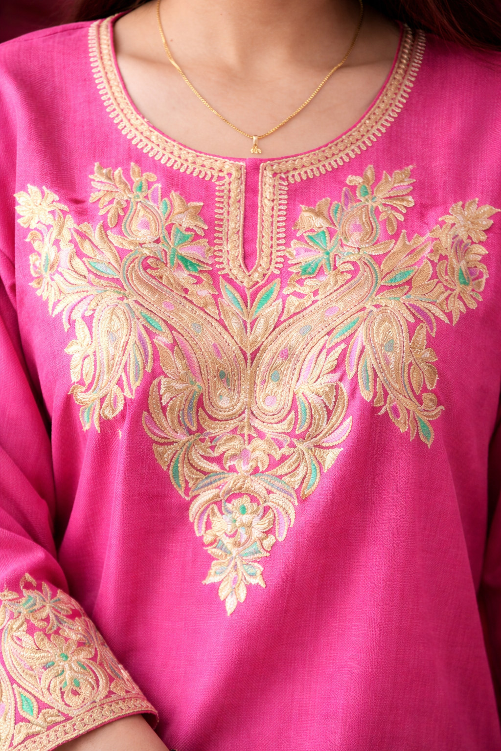 Rani Pink Tilla Embroidered Cashmilon Cord Set