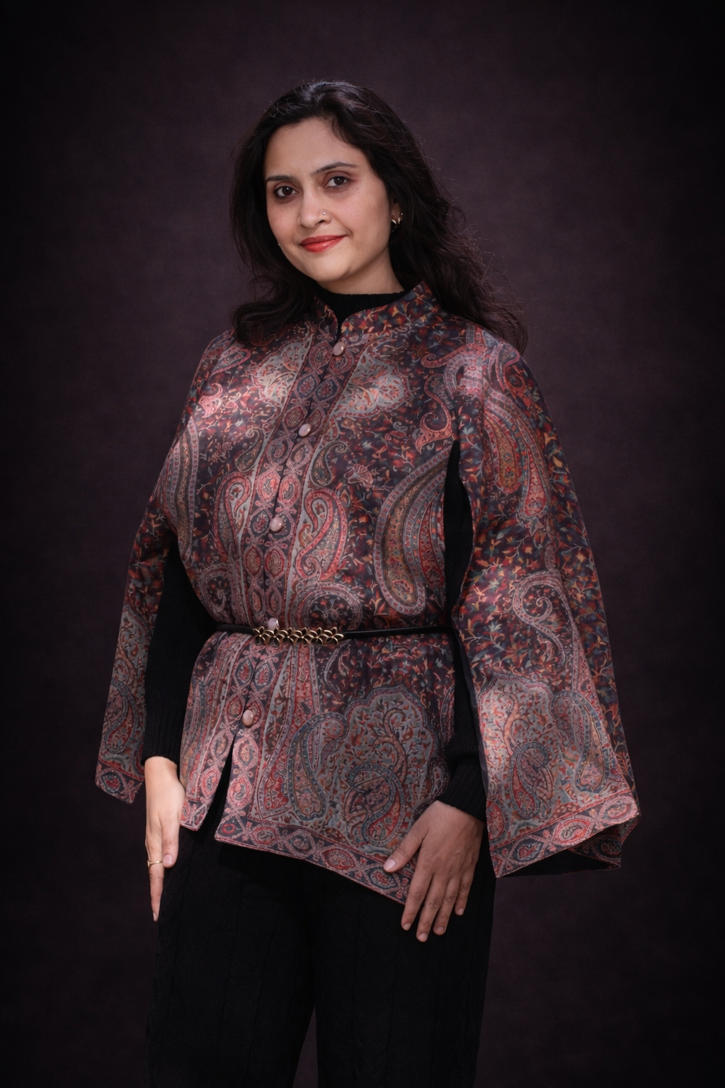 Wine Kani Cape Jacket