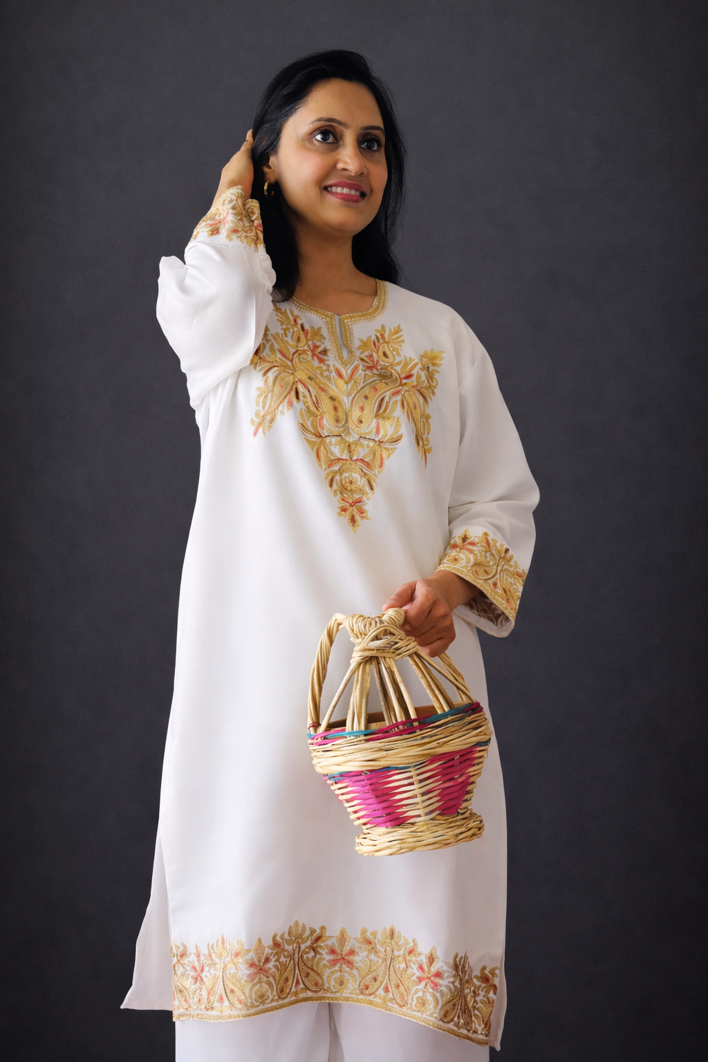 Ivory Tilla Embroidered Cashmilon Winter Cord Set