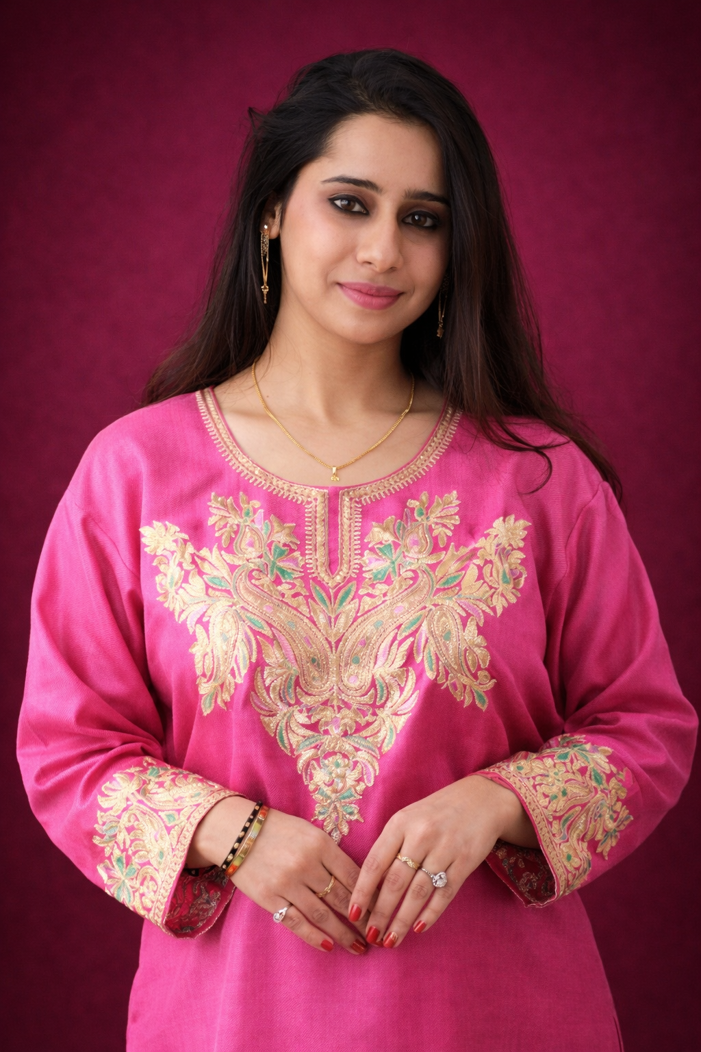 Rani Pink Tilla Embroidered Cashmilon Cord Set