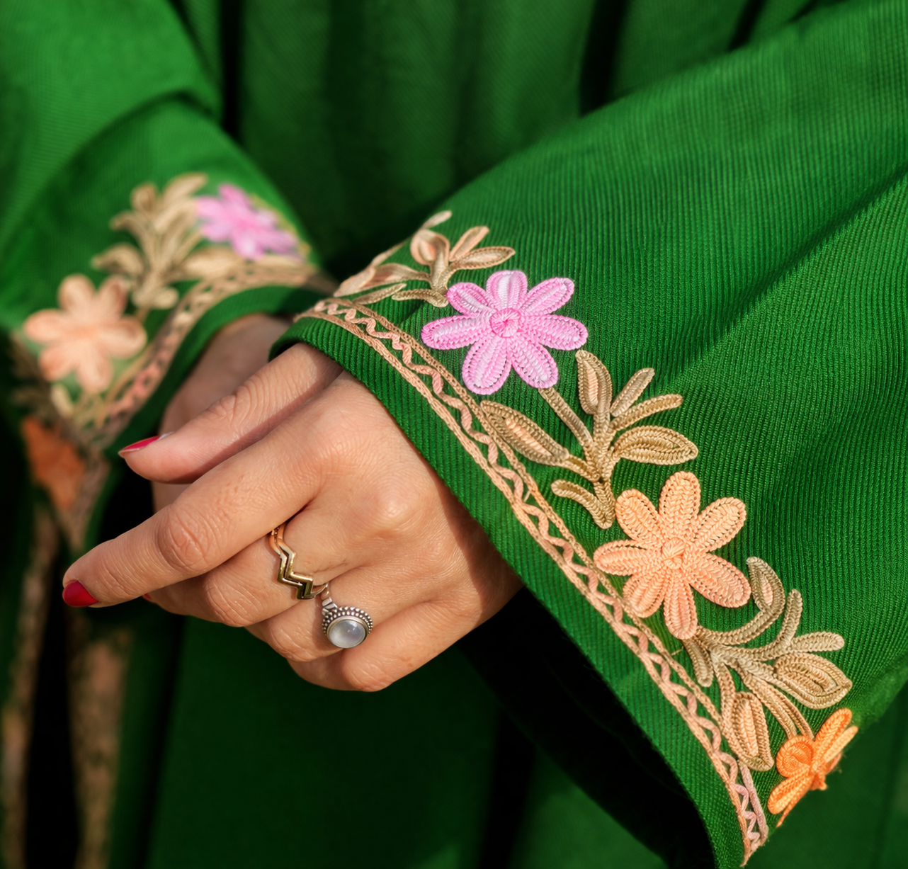 Emerald Green Aari Work Phiran