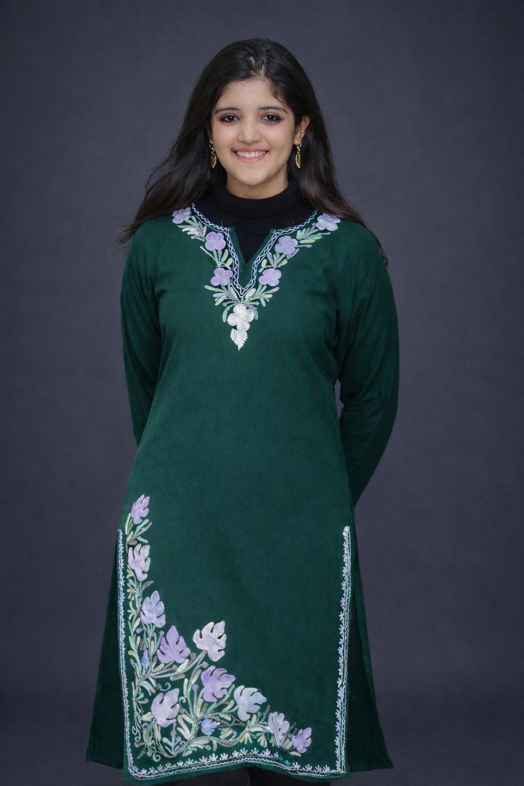 Zareen Forest Bloom Aari Winter Long Kurta