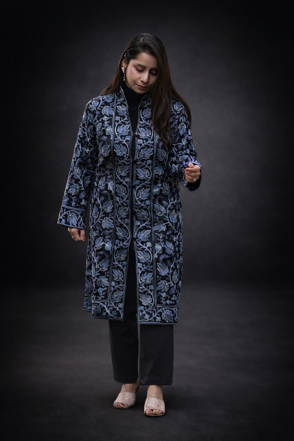 Midnight Bloom Aari Work Jacket