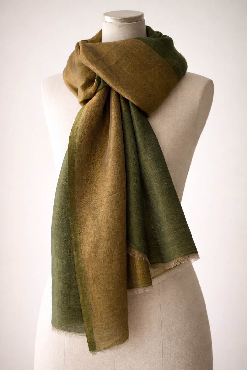 Kashmiri Moonlight Olive Pashmina Stole